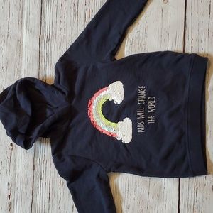 H&M GIRLS NAVY FLIP SEQUINS HOODED SWEATER 👩